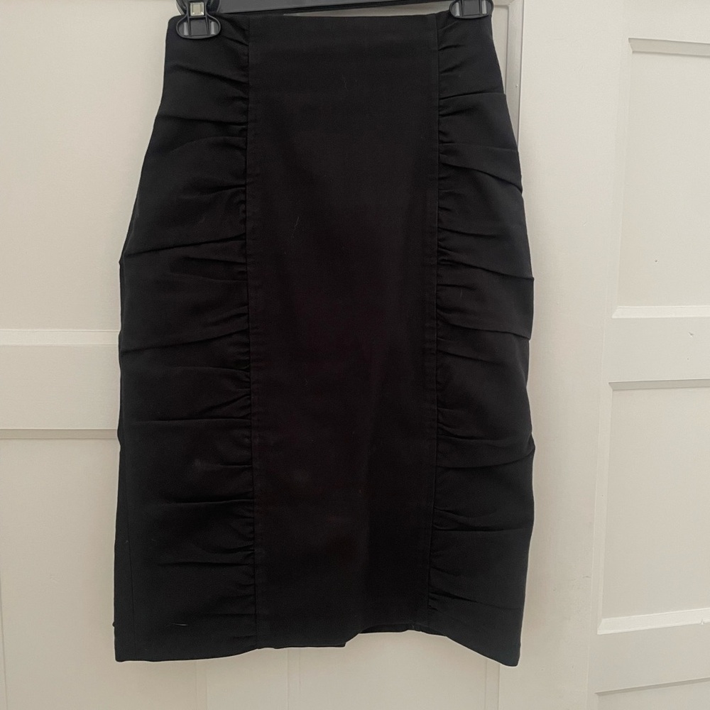 Nanette Lepore Black Ruched Pencil Skirt